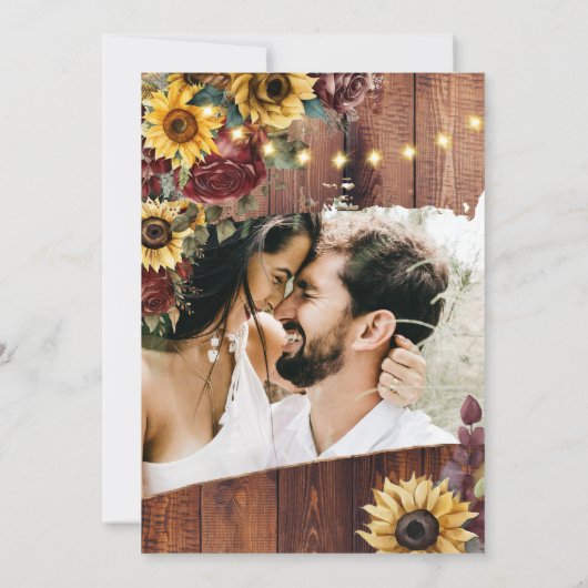 Rustikale Sonnenblumenhochzeit Einladung (Rückseite)