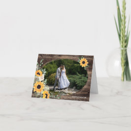 Rustikale Sonnenblumenhochzeit Foto Dankeskarte