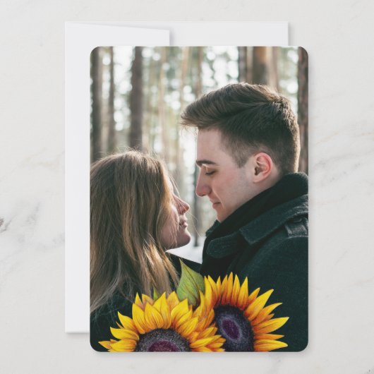 Rustikale Sonnenblumenhochzeit Foto Einladung (Rückseite)