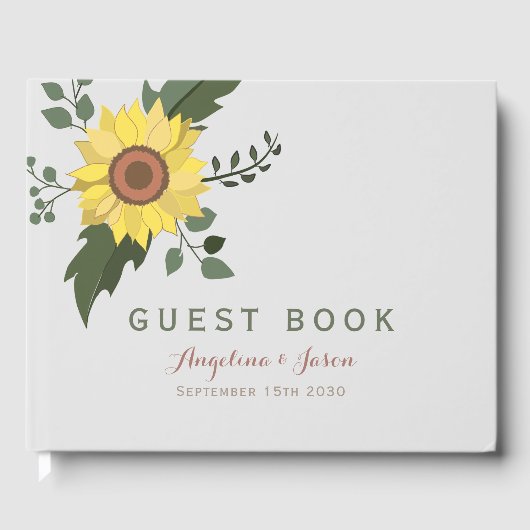 Rustikale Sonnenblumenhochzeit Gästebuch (Vorderseite)