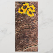 Rustikale Sonnenblumenhochzeit Menükarte (Rückseite)
