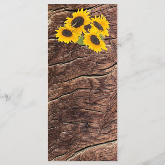 Rustikale Sonnenblumenhochzeit Menükarte (Rückseite)