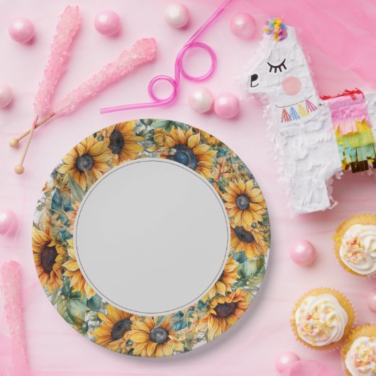 Rustikale Sonnenblumenhochzeit Pappteller (Party)