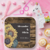 Rustikale Sonnenblumenhochzeit Pappteller (Party)