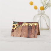 Rustikale Sonnenblumenhochzeit Platzkarte (Rückseite)