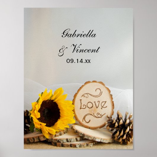 Rustikale Sonnenblumenhochzeit Poster (Vorne)