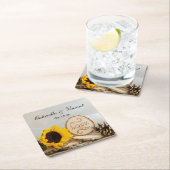 Rustikale Sonnenblumenhochzeit Rechteckiger Pappuntersetzer (Vor Ort)