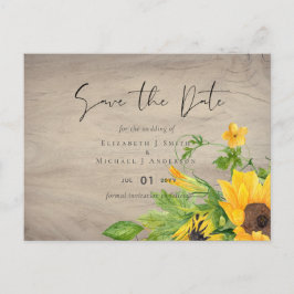 Rustikale Sonnenblumenhochzeit rettet das Datum Postkarte