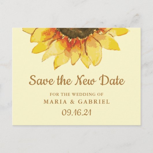 Rustikale Sonnenblumenhochzeit Rettete das neue Da Einladungspostkarte (Vorderseite)