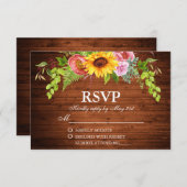 Rustikale Sonnenblumenhochzeit RSVP Karte (Vorne/Hinten)