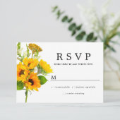 Rustikale Sonnenblumenhochzeit RSVP Karte (Stehend Vorderseite)