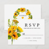 Rustikale Sonnenblumenhochzeit RSVP Karte (Vorne/Hinten)