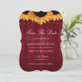 Rustikale Sonnenblumenhochzeit Save The Date (Stehend Vorderseite)