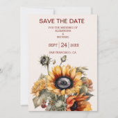 Rustikale Sonnenblumenhochzeit Save The Date (Vorderseite)