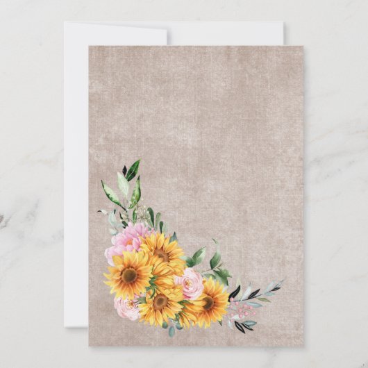 Rustikale Sonnenblumenhochzeit Save The Date (Rückseite)