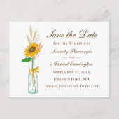 Rustikale Sonnenblumenhochzeit Save the Date Postkarte (Vorderseite)