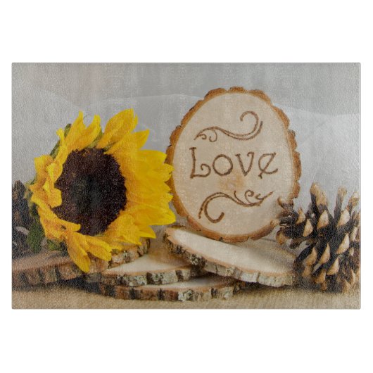 Rustikale Sonnenblumenhochzeit Schneidebrett (Vorderseite)