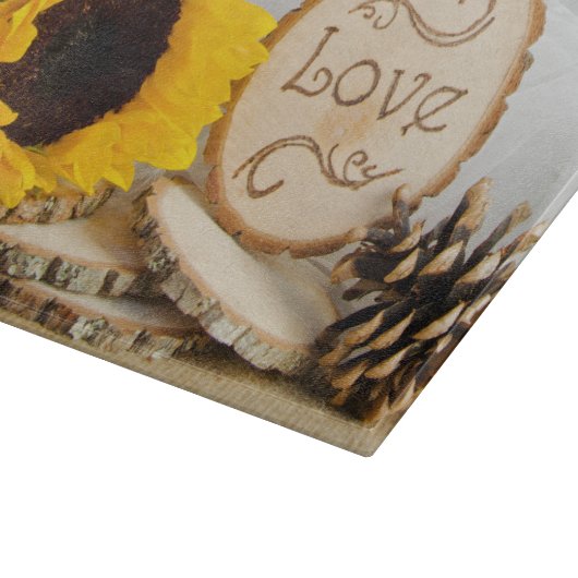 Rustikale Sonnenblumenhochzeit Schneidebrett (Ecke)