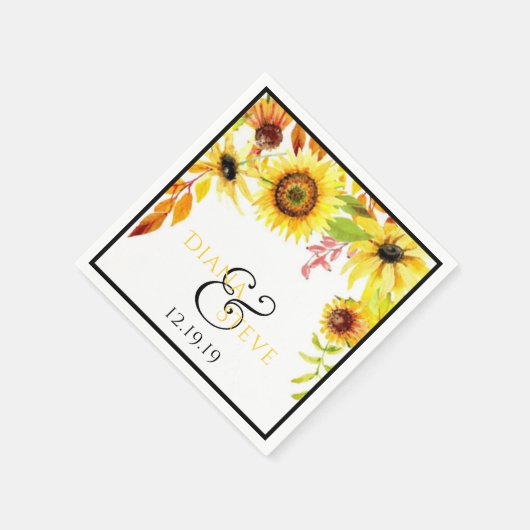 Rustikale Sonnenblumenhochzeit Serviette (Ecke)