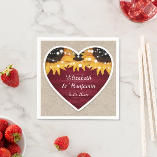 Rustikale Sonnenblumenhochzeit Serviette (Beispiel)