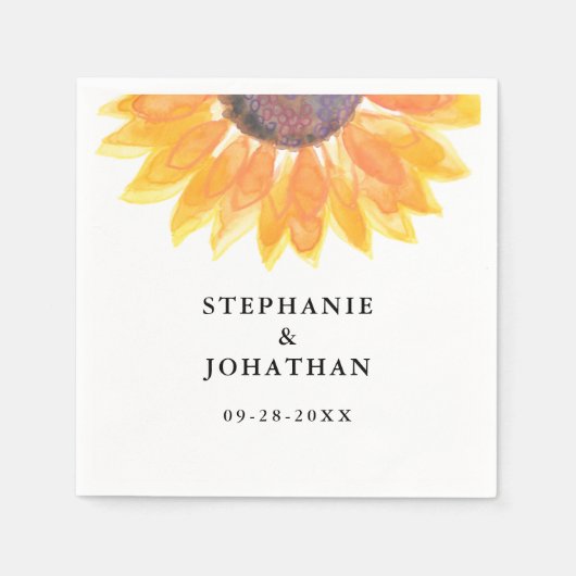 Rustikale Sonnenblumenhochzeit Serviette (Vorderseite)