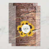 Rustikale Sonnenblumenhochzeit spart das Datum Save The Date (Vorne/Hinten)