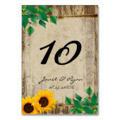 Rustikale Sonnenblumenhochzeit Tischnummer (Vorderseite)