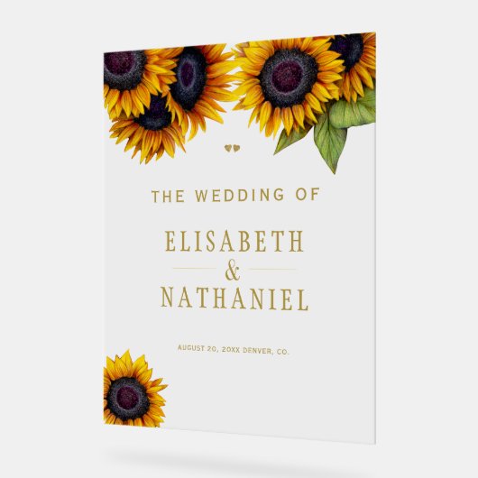 Rustikale Sonnenblumenhochzeit transparentes Begrü Acrylschild (Winkel)