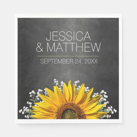 Rustikale Sonnenblumenkapelle Serviette (Vorderseite)