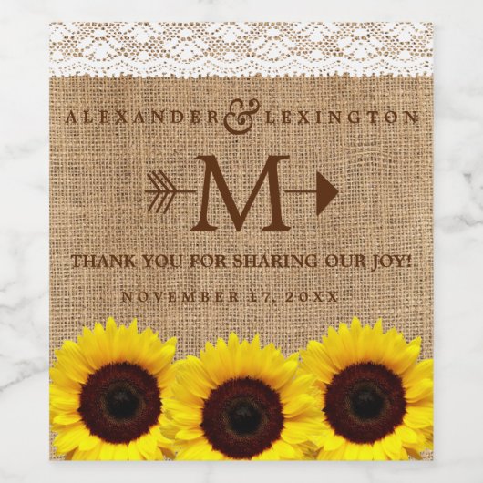 Rustikale Sonnenblumenkerne Weinetikett (Einzelnes Label)