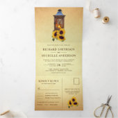 Rustikale Sonnenblumenkerze Laterne Dreifach Gefaltete Einladung (Innenseite)