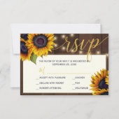 Rustikale Sonnenblumenkerzenleuchten mit Holzverhe RSVP Karte (Vorderseite)