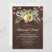 Rustikale Sonnenblumenkerzenleuchten Probe Abendes Einladung (Vorderseite)