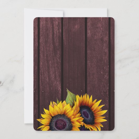 Rustikale Sonnenblumenkirche Einladung (Rückseite)