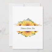 Rustikale Sonnenblumenkirche Einladung (Rückseite)