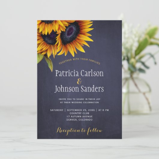 Rustikale Sonnenblumenkirchensaison Einladung (Stehend Vorderseite)