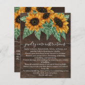 Rustikale Sonnenblumenkohlenkarte Schmuckkarte Mitteilungskarte (Vorne/Hinten)