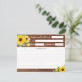 Rustikale Sonnenblumenkrebskarte Begleitkarte (Stehend Vorderseite)