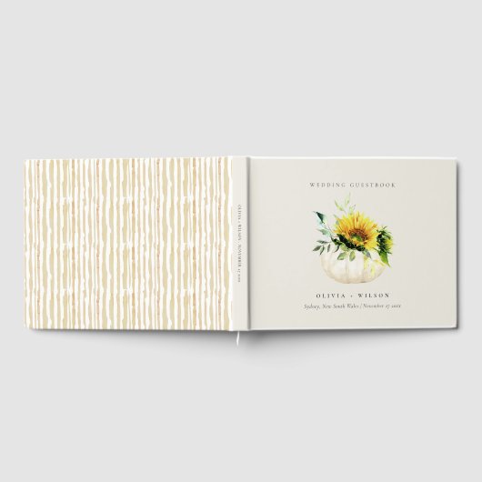 Rustikale Sonnenblumenkürbis Gästebuch (Voll)
