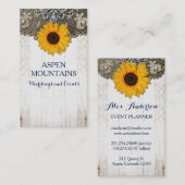 Rustikale Sonnenblumenlace & Burlap Visitenkarten Visitenkarte (Vorne/Hinten)