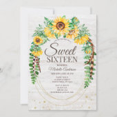Rustikale Sonnenblumenleuchten 16 . Geburtstag Einladung (Vorderseite)