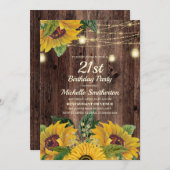 Rustikale Sonnenblumenleuchten 21. Geburtstag Einladung (Vorne/Hinten)