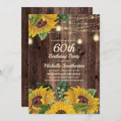 Rustikale Sonnenblumenleuchten 60. Geburtstag Einladung (Vorne/Hinten)