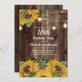 Rustikale Sonnenblumenleuchten am 18. Geburtstag Einladung (Vorne/Hinten)