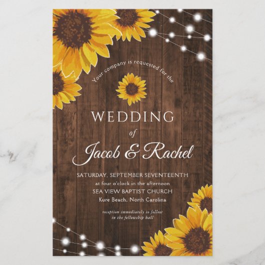 Rustikale Sonnenblumenleuchten bei Hochzeitsfeiern (Vorderseite)