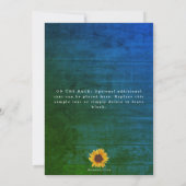 Rustikale Sonnenblumenleuchten Blauer grüner Absch Einladung (Rückseite)