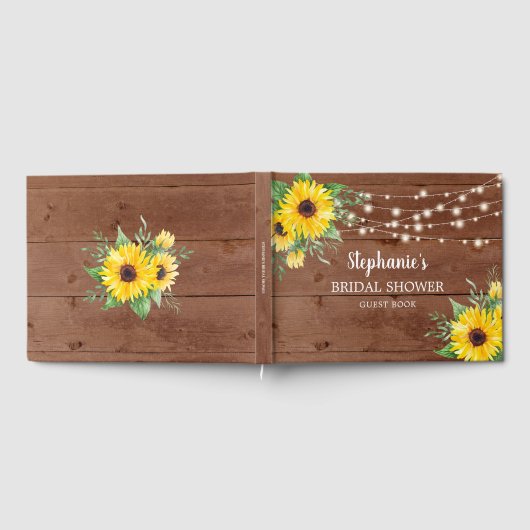 Rustikale Sonnenblumenleuchten Brautparty Gästebuch (Voll)