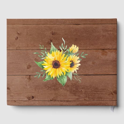 Rustikale Sonnenblumenleuchten Brautparty Gästebuch (Rückseite)