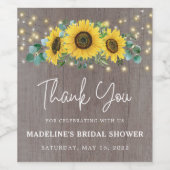 Rustikale Sonnenblumenleuchten Danke Labels Weinetikett (Einzelnes Label)