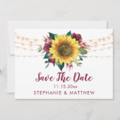 Rustikale Sonnenblumenleuchten heiraten das Datum Save The Date (Vorderseite)
